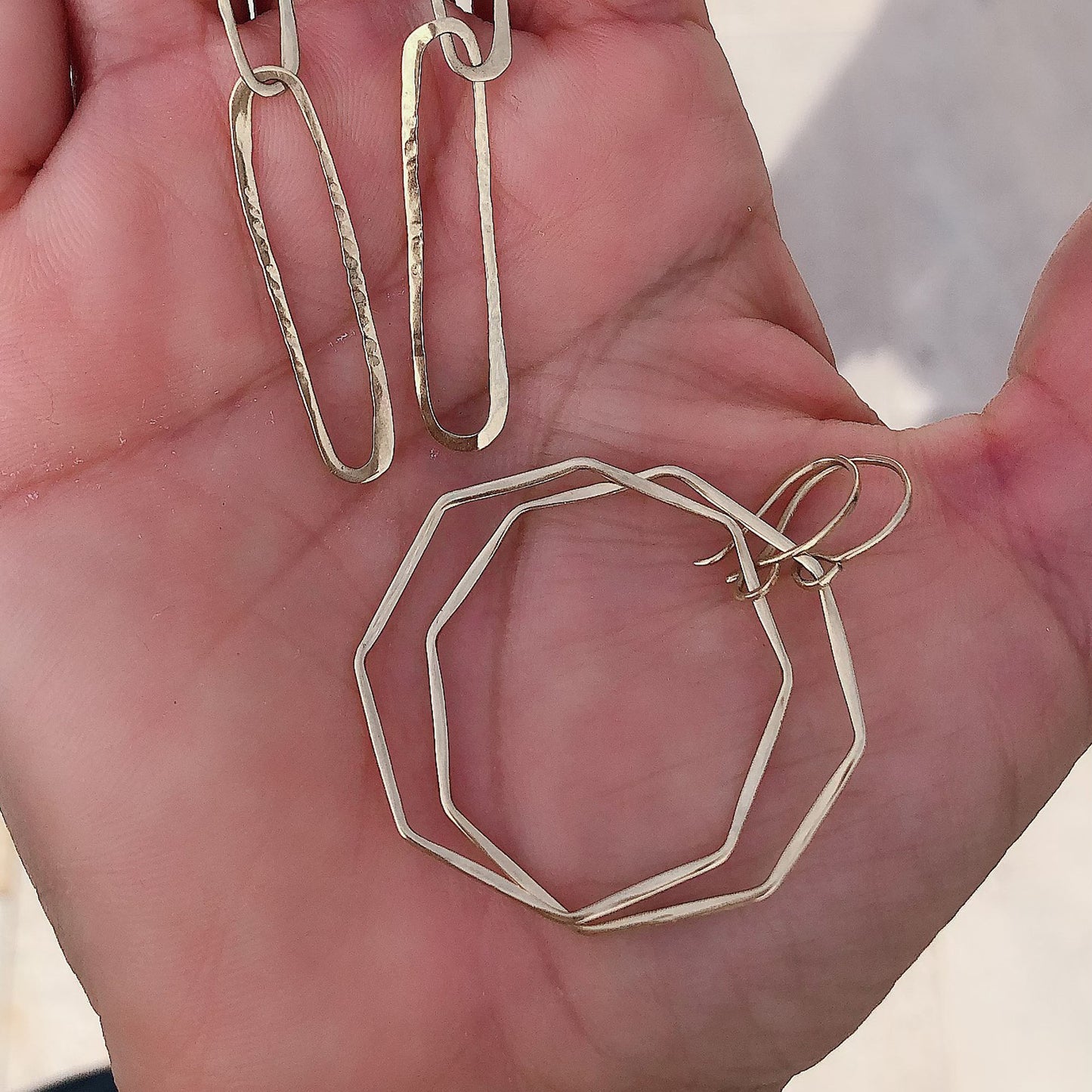 Octagonal Hoop Earrings - 18K Yellow Gold