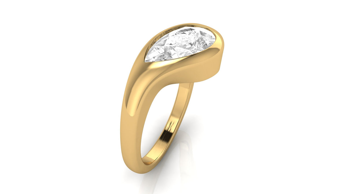 Hanna 1 Ct. Diamond Pear Shape Ring - 18K Yellow gold