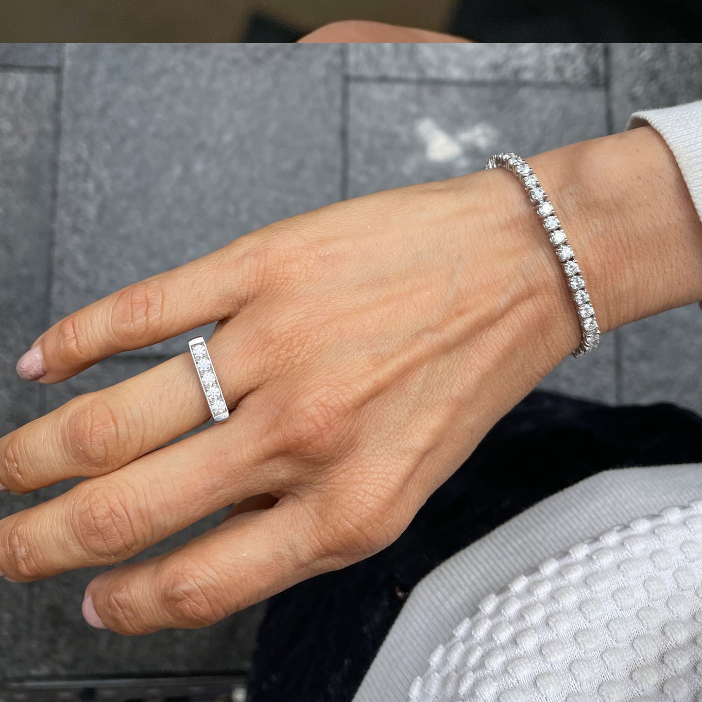 Pave Diamond Bold Square Band - 18K White Gold