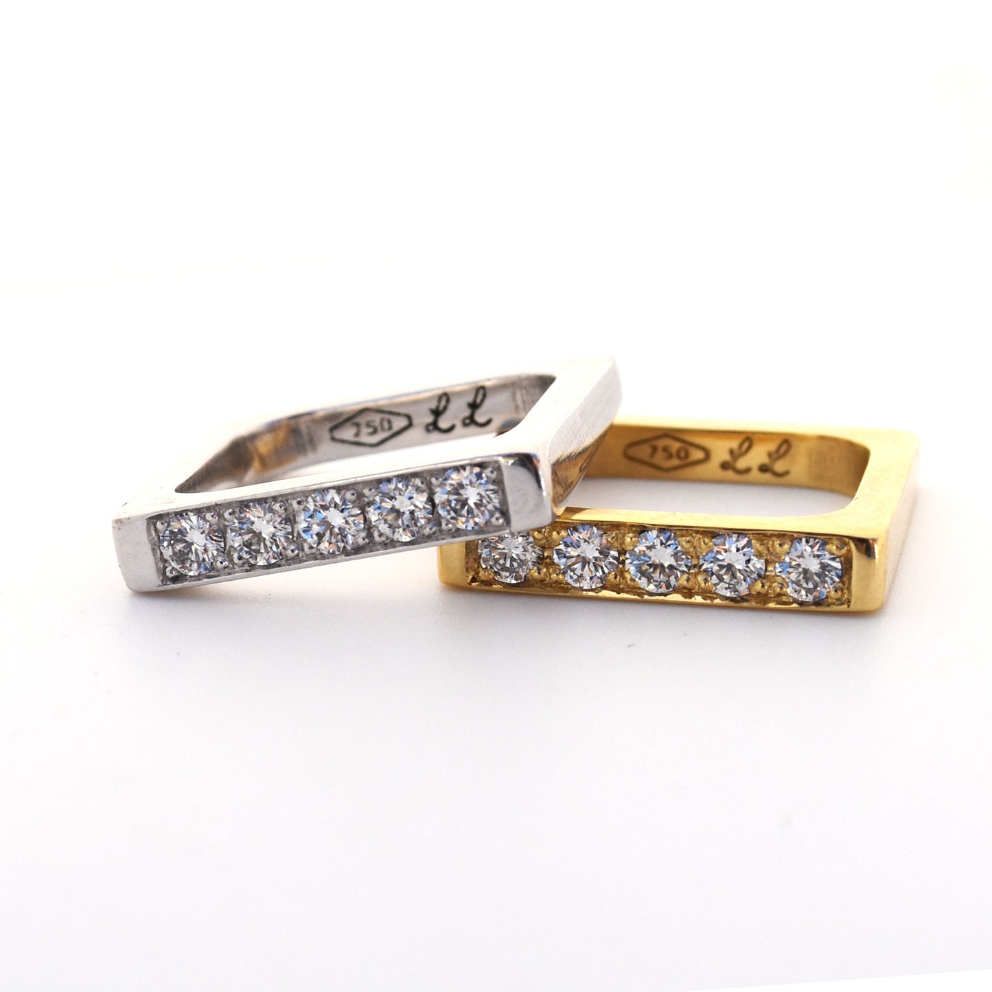 Pave Diamond Bold Square Band - 18K White Gold