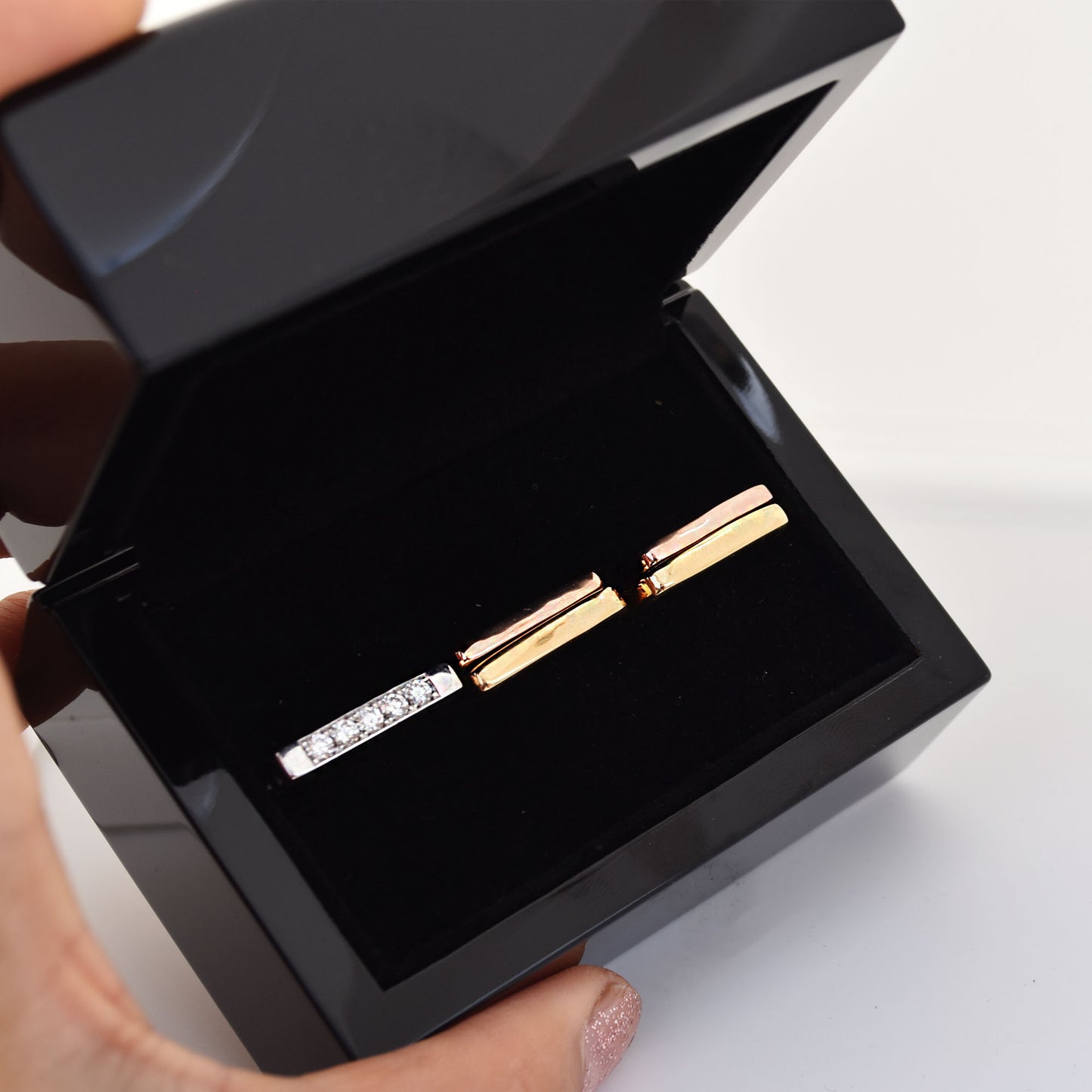 Pave Diamond Bold Square Band - 18K White Gold