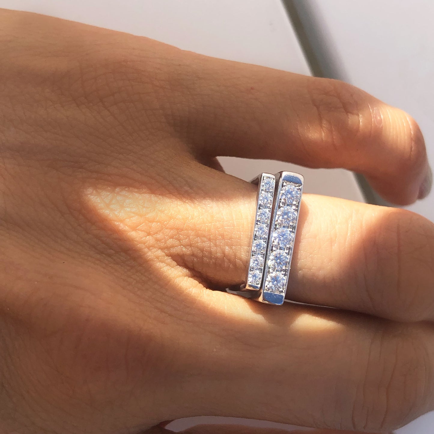 Pave Diamond Eternity Sleek Square Band - 18K White Gold