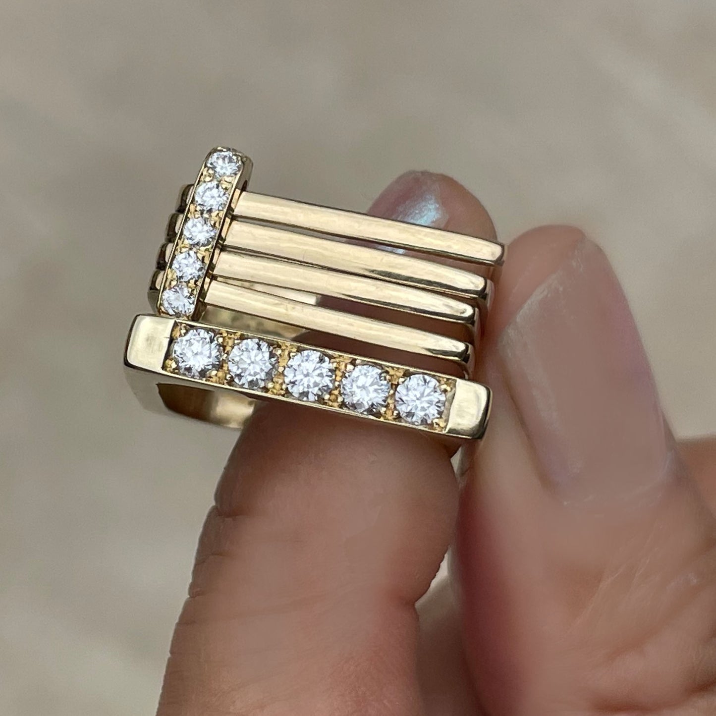 Pave Diamond Bold Square Band - 18K Yellow Gold