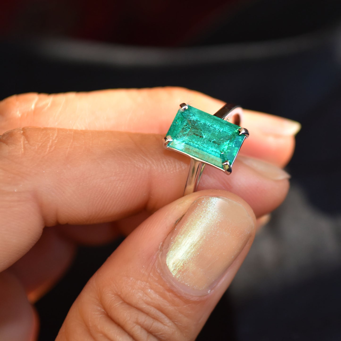 Large Emerald Solitaire Ring
