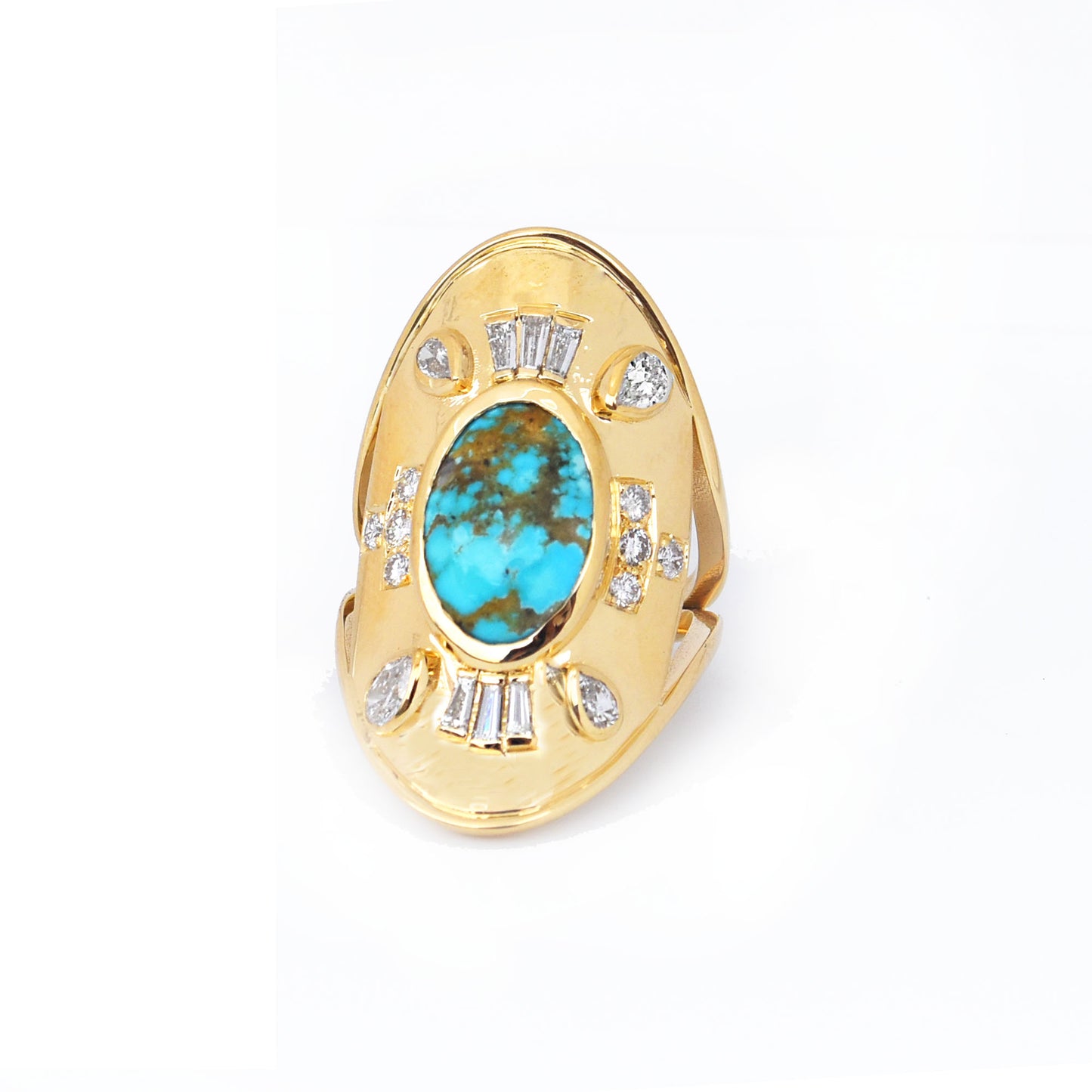 Turquoise and Diamond Daphne Ring