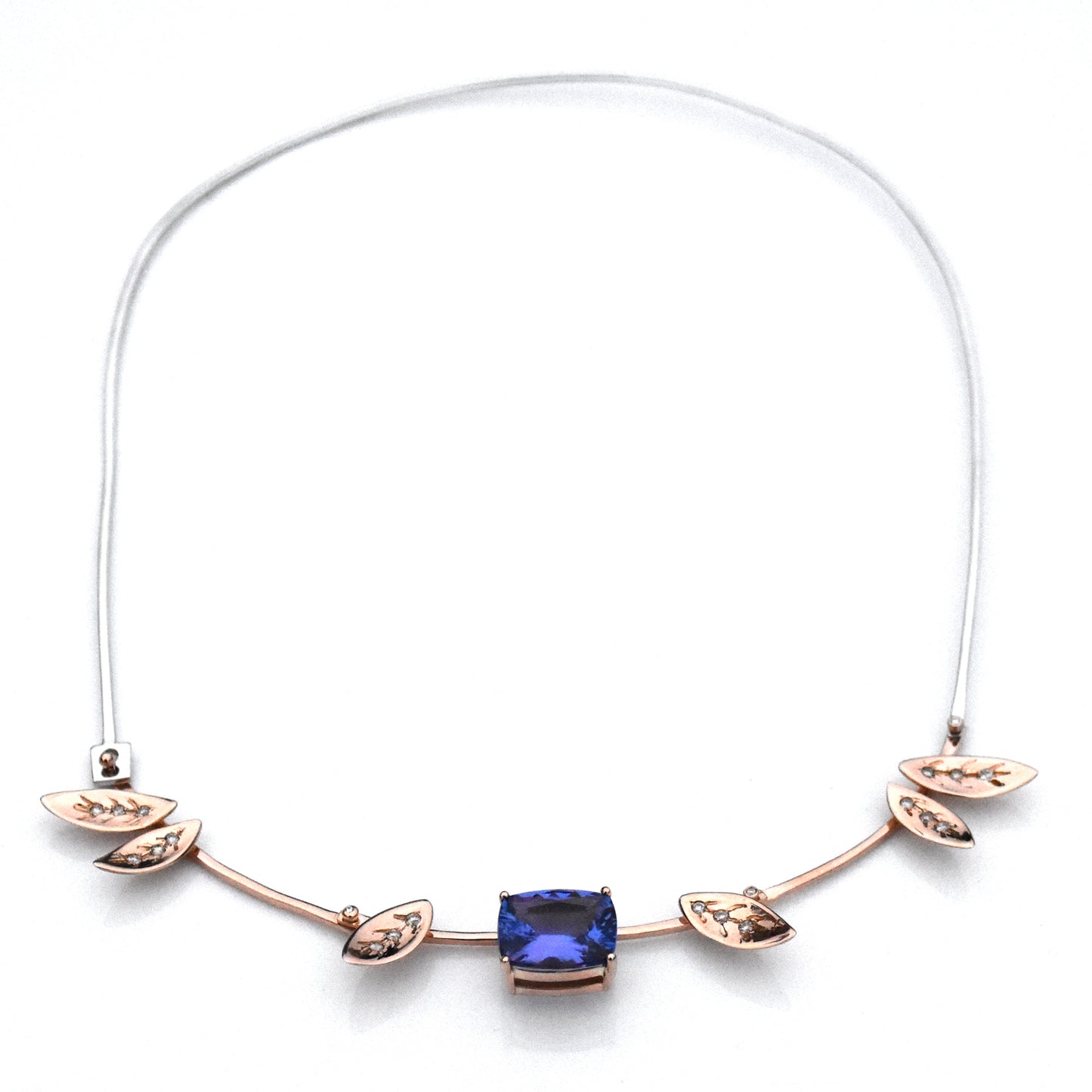 Leaf Chocker Necklace - Tanzanite and Diamond