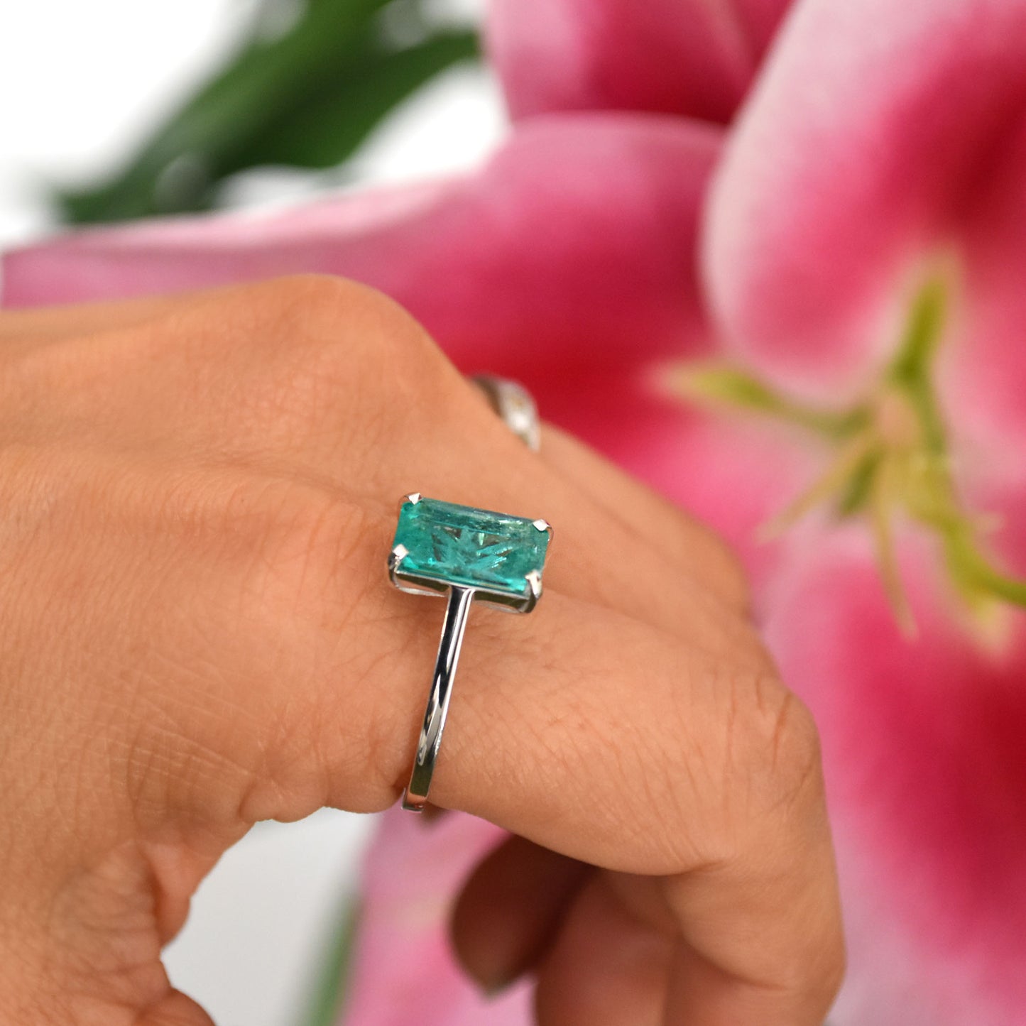 Large Emerald Solitaire Ring