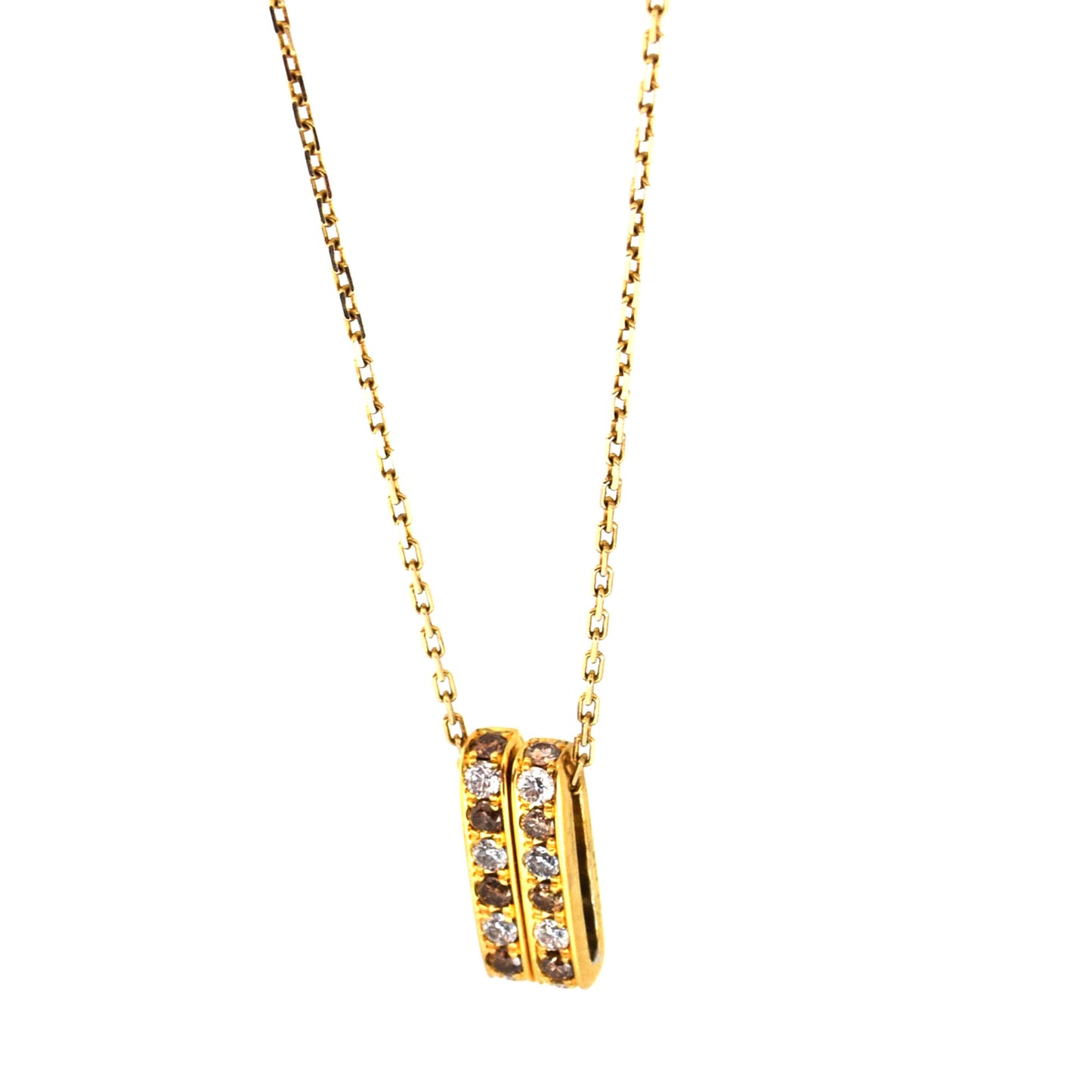 Firenze Pendant - Double Bar Pave diamond intertwined 18K Yellow gold