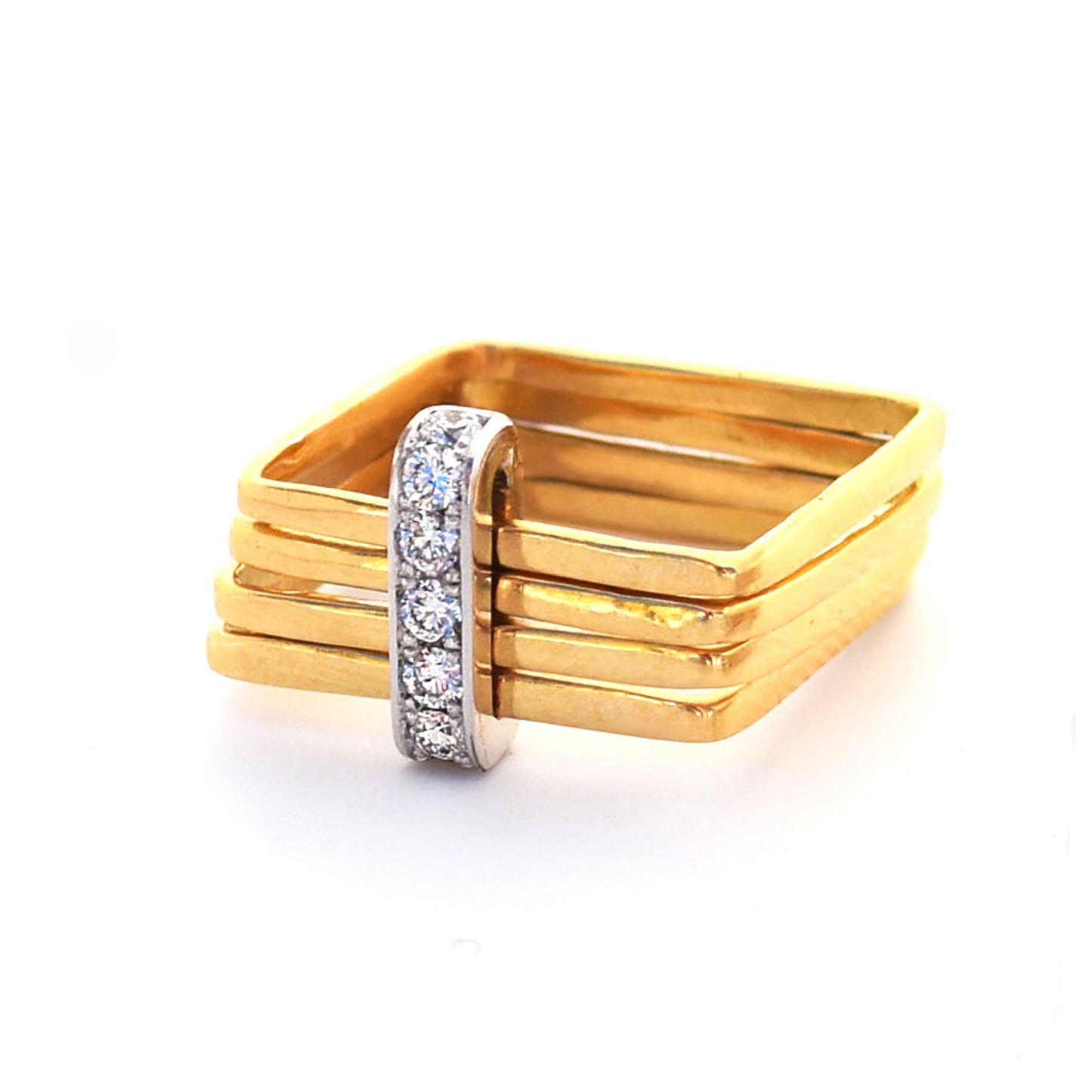 Firenze Ring - 0.175 Ct Pave Diamond Two Tone 18K Gold