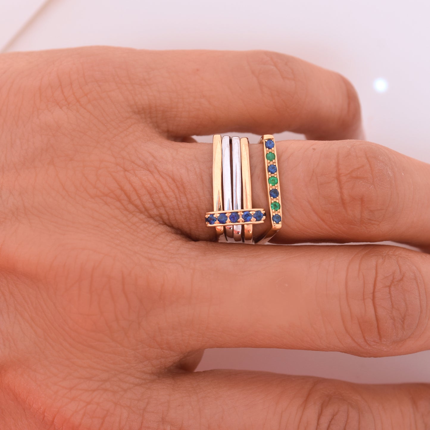Firenze Ring - Sapphire Pave Two Tone 18k Gold
