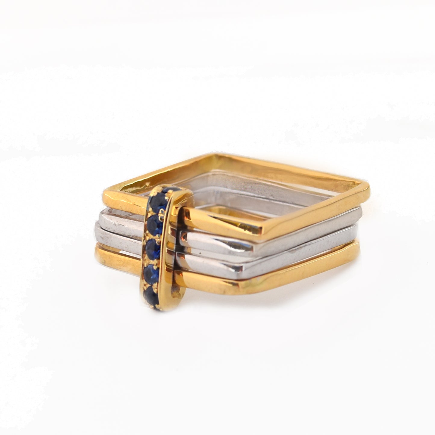 Firenze Ring - Sapphire Pave Two Tone 18k Gold