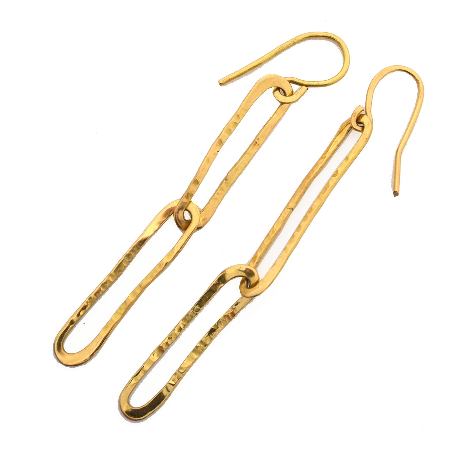 Paper Clip Dangle Earrings - 18K Yellow Gold