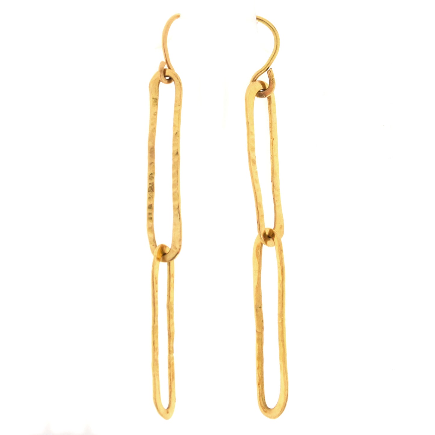 Paper Clip Dangle Earrings - 18K Yellow Gold