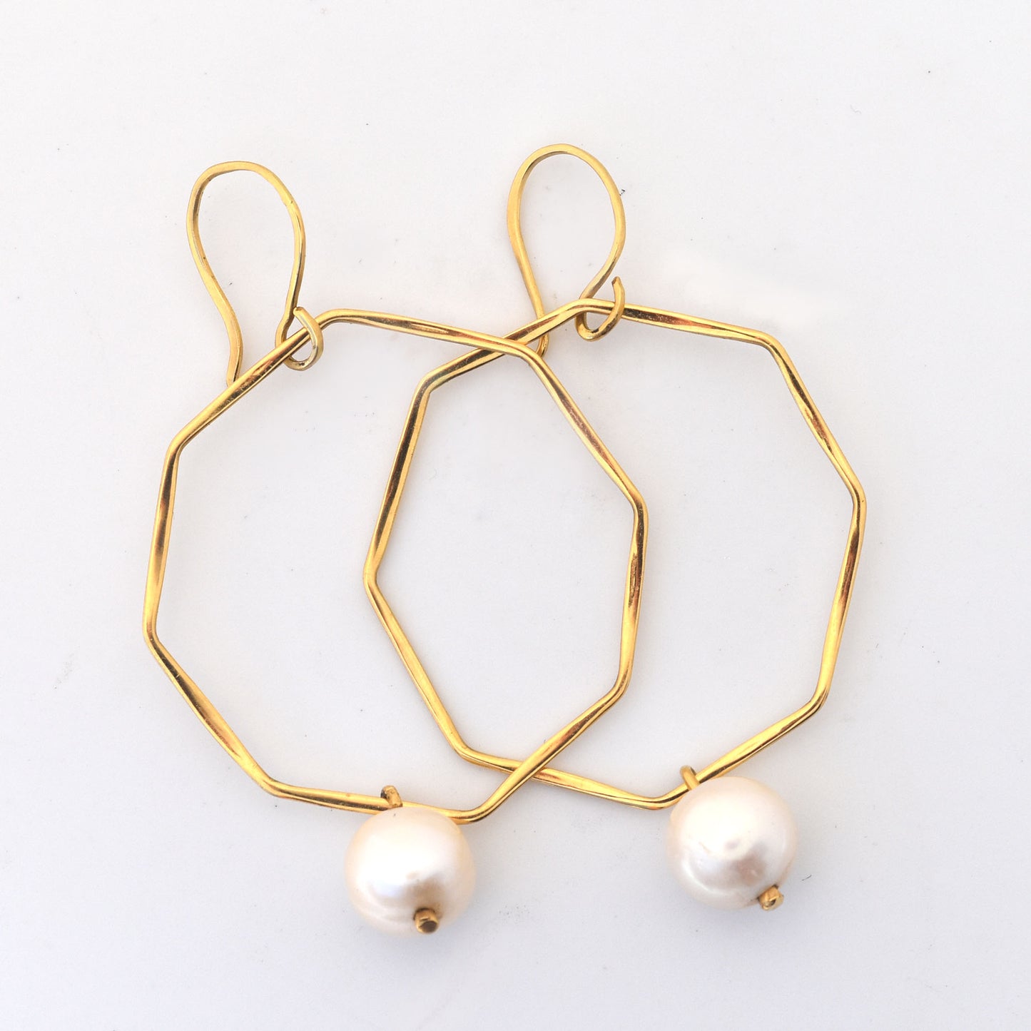Octagonal Hoop Earrings with Pearls