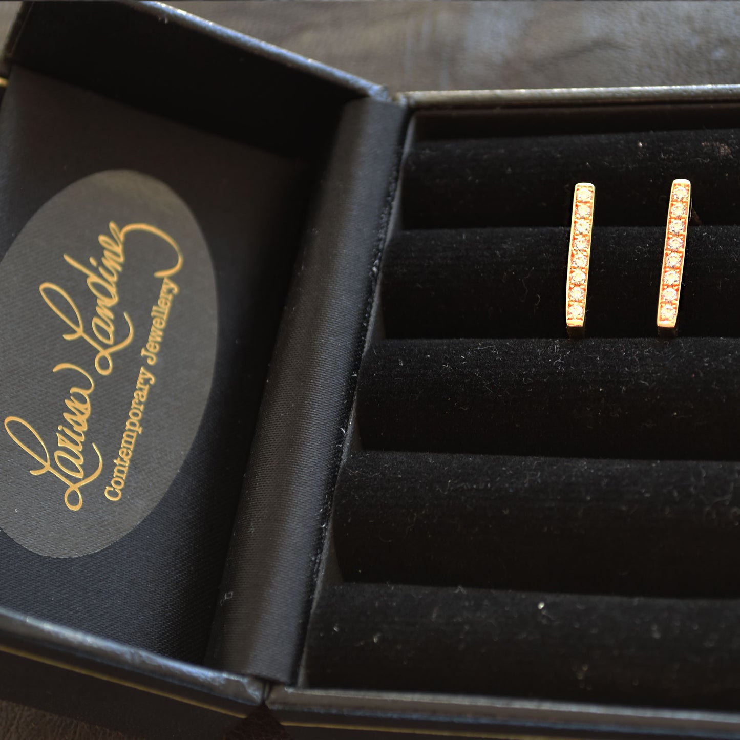 Diamond Pave Earring Bars - 18K Yellow Gold