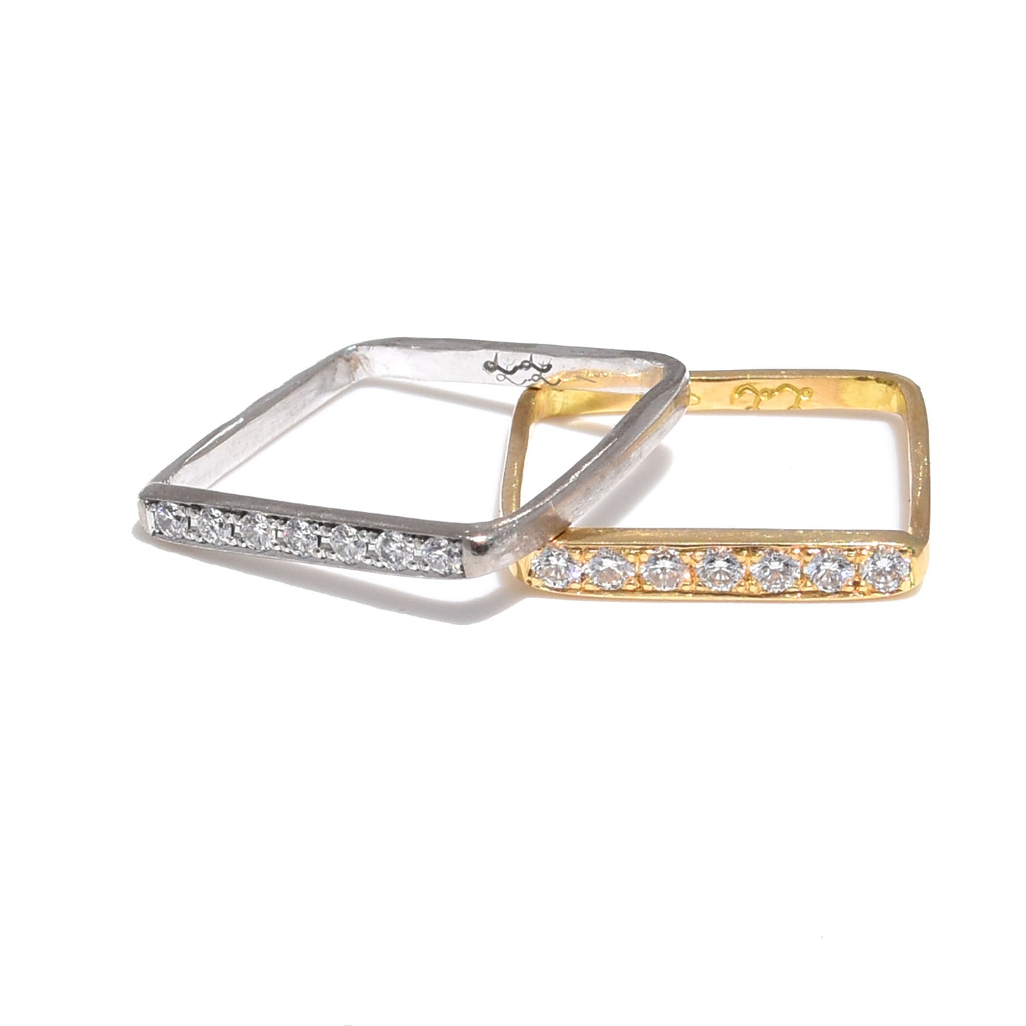 Pave Diamond Eternity Sleek Square Band - 18K White Gold