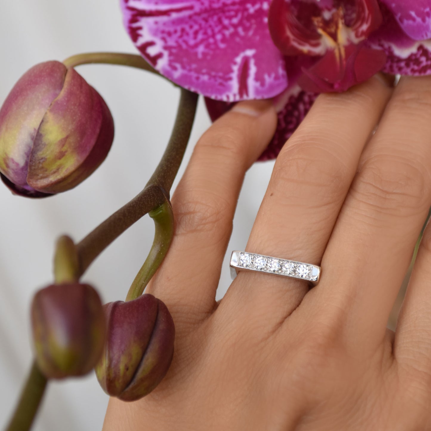Pave Diamond Bold Square Band - 18K White Gold
