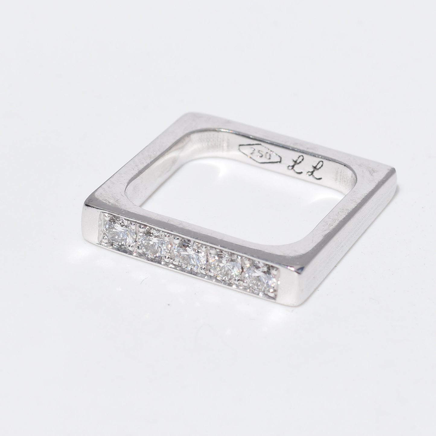 Pave Diamond Bold Square Band - 18K White Gold
