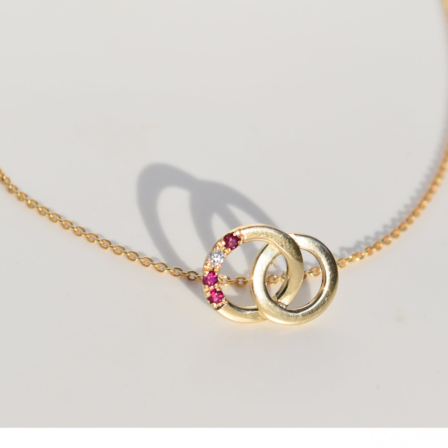 Ruby and Diamond Circle Pendant