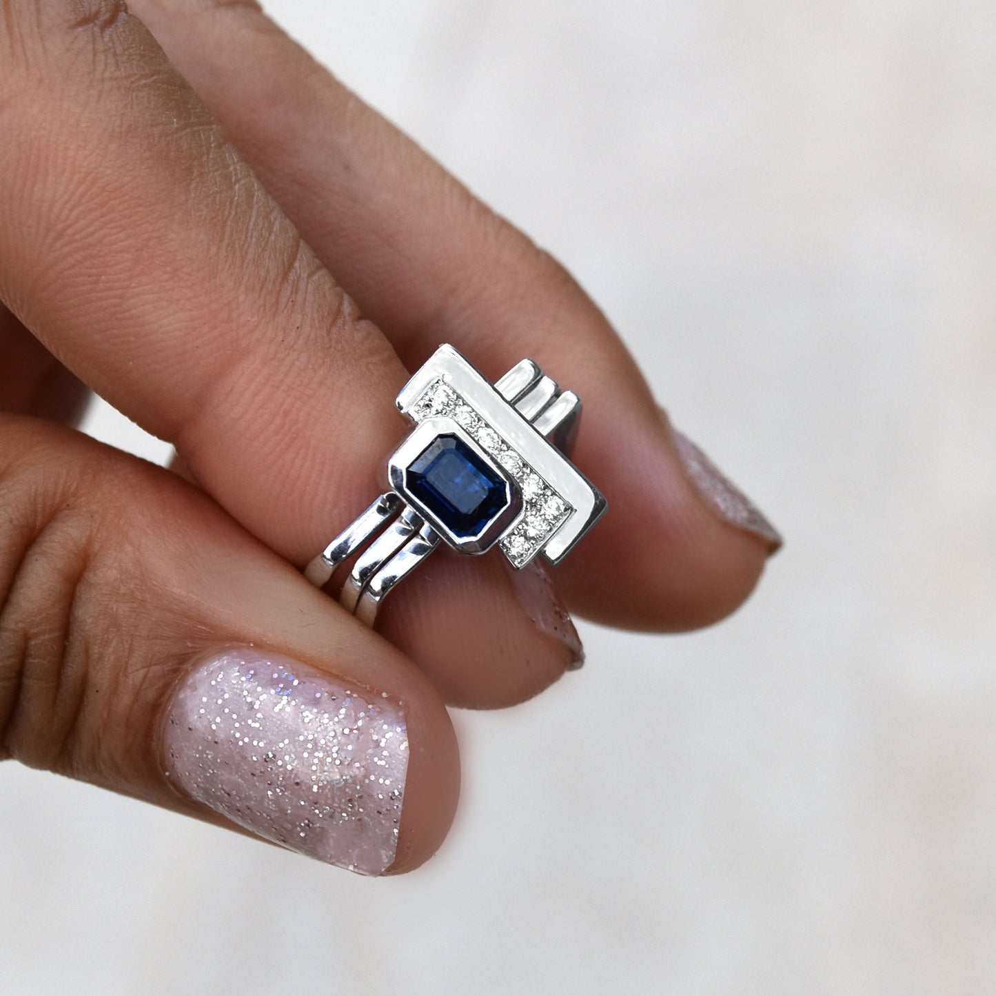 Firenze Ring - Sapphire Bezel Setting and Pave Diamond