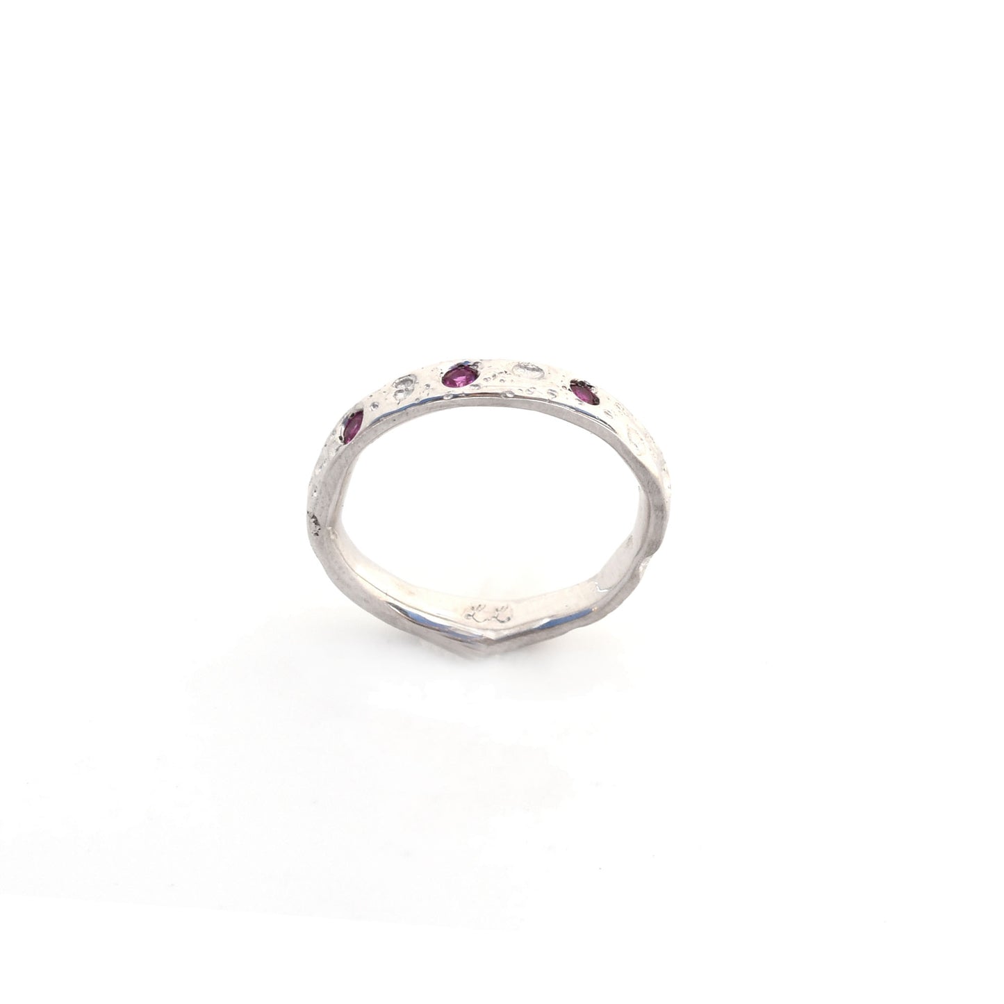 Sea Urchin Band - 18K white Gold and Pink Sapphires