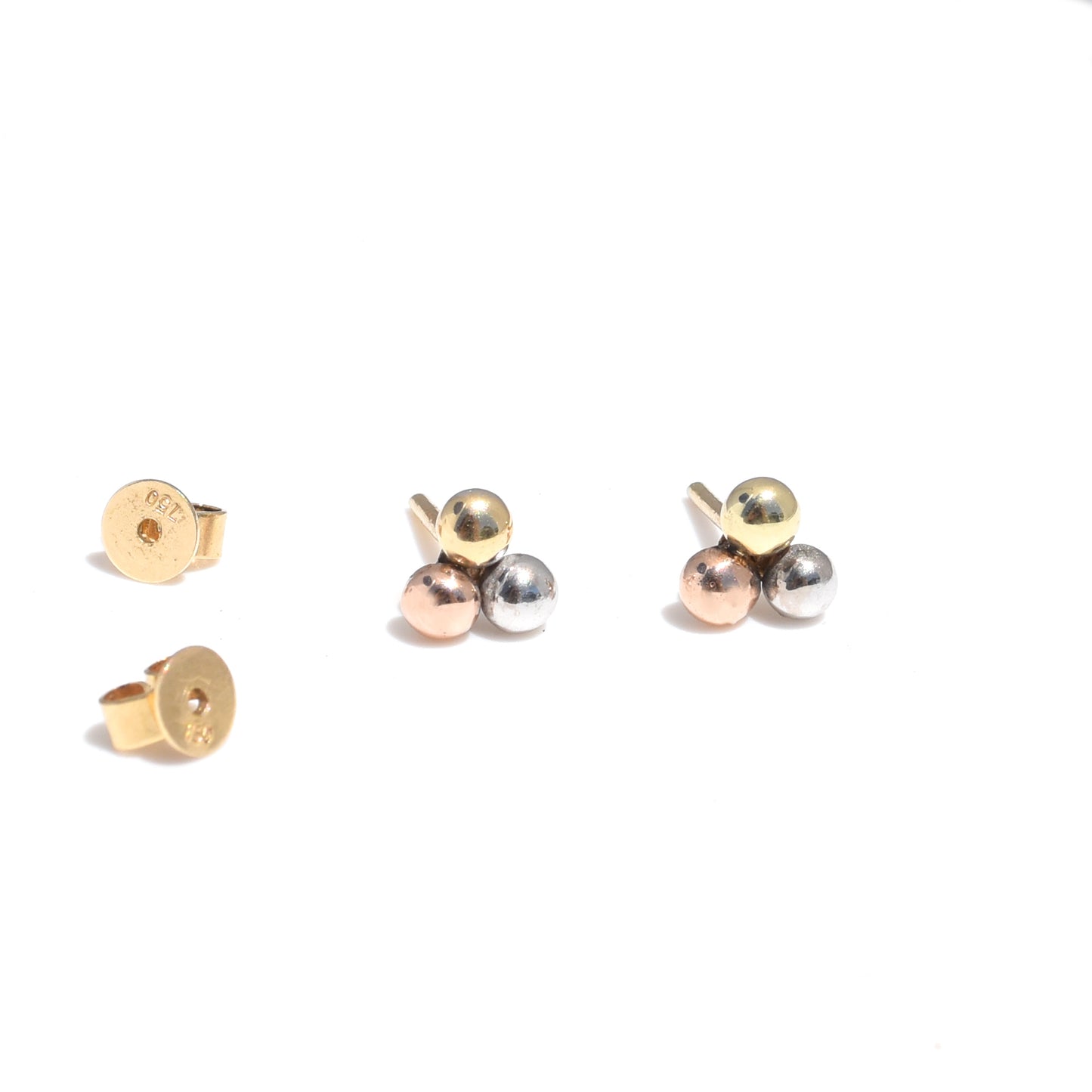 Trinity Tri Colour 18K Gold Studs