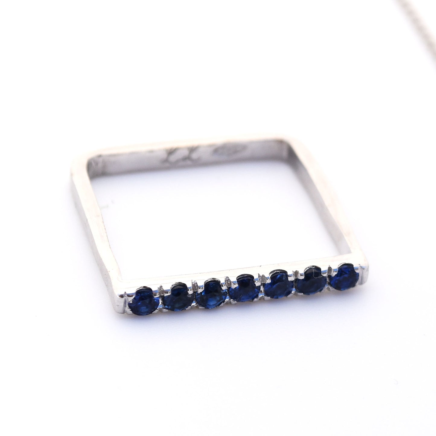 Eternity Sleek Square Band Sapphire Pave - 18K White Gold