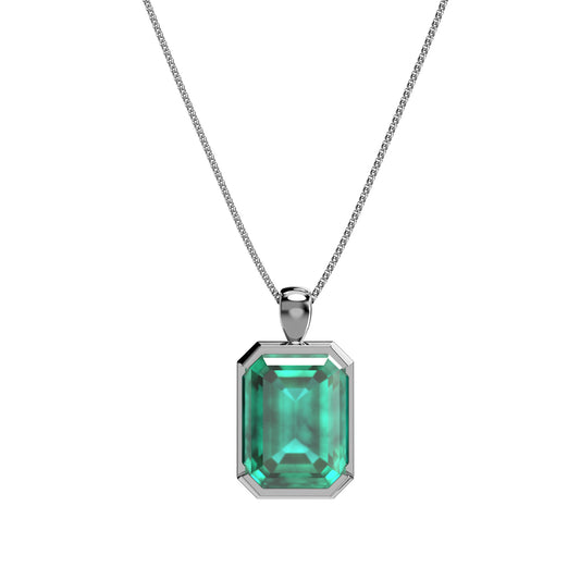 1.82 Ct Colombian Emerald White Gold Pendant