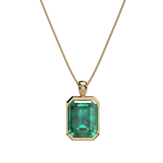 1.82 Ct Colombian Emerald Yellow Gold Pendant