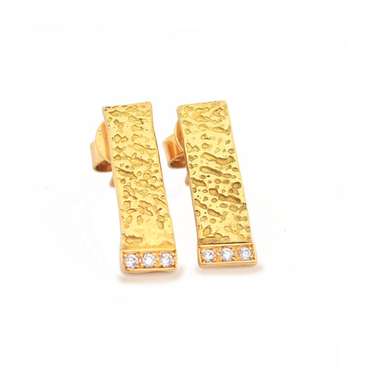 Cuttlefish Diamond Pave Bar Studs - 18K Rose Gold