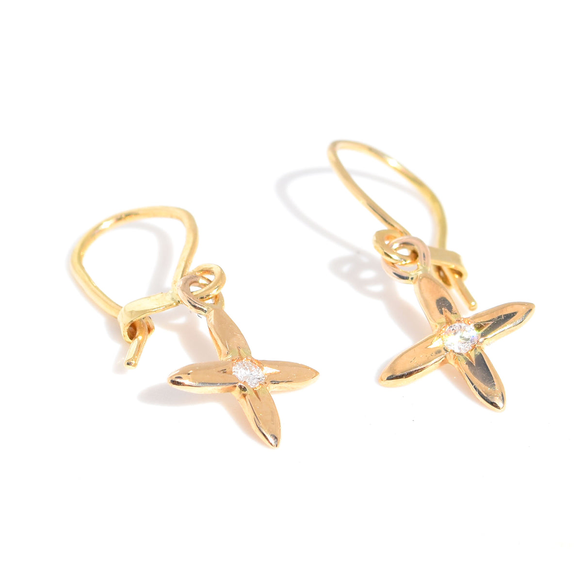 Flower Diamond  Continental Clip Earrings