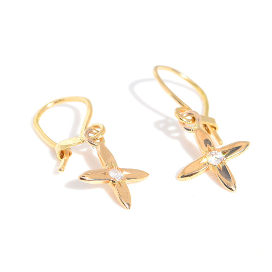 Flower Diamond  Continental Clip Earrings