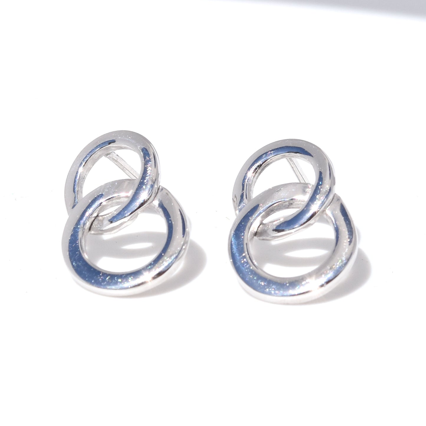 Circle Hoop Earring Studs - 18K White Gold