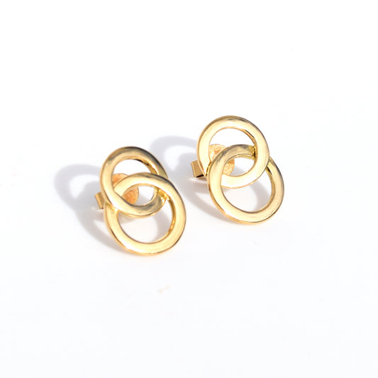 Circle Hoop Earring studs - 18K Yellow Gold