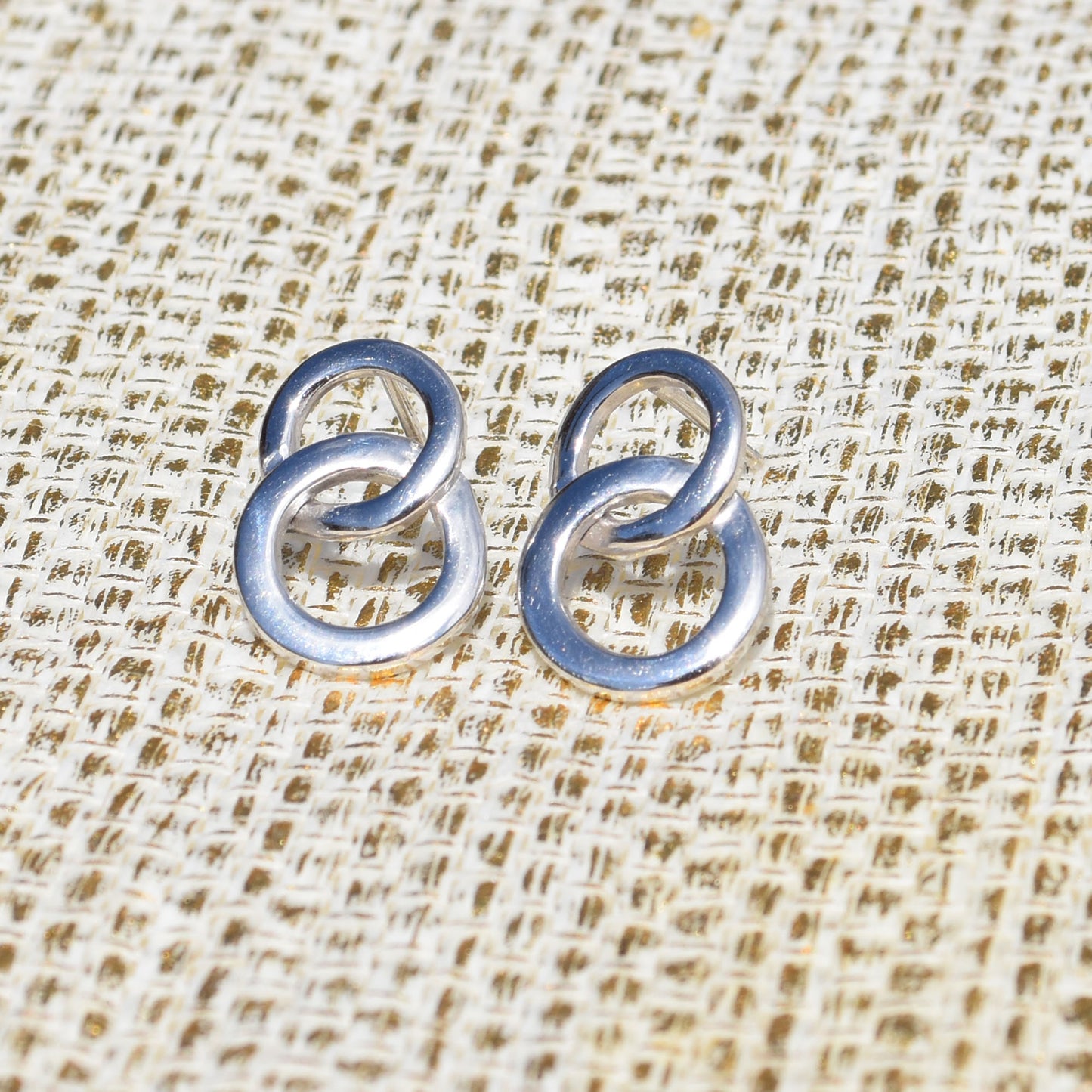 Circle Hoop Earring Studs - 18K White Gold