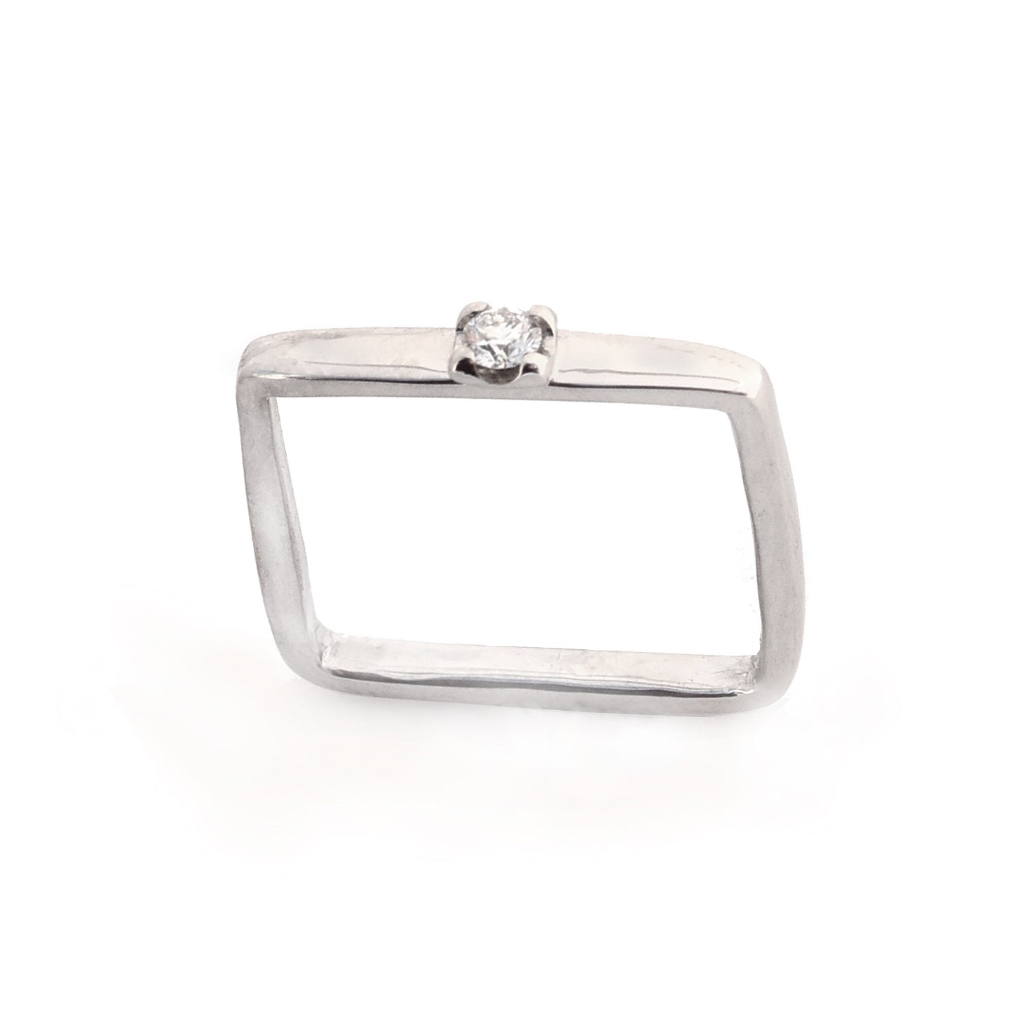 Sleek Square Band - Solitaire Diamond