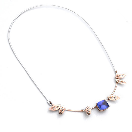 Leaf Chocker Necklace - Tanzanite and Diamond