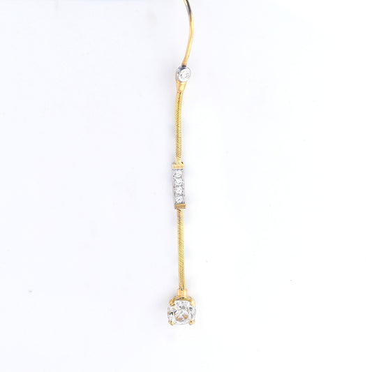 Diamond Mono Earring -Two Tone 18K Yellow Gold