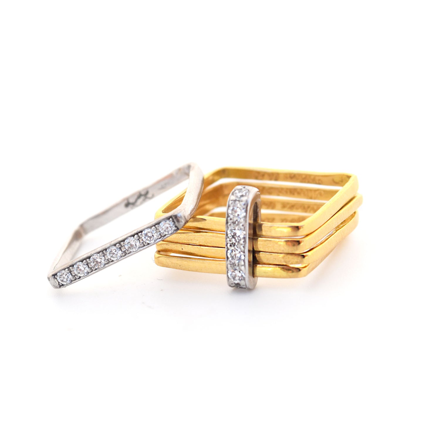 Firenze Ring - 0.175 Ct Pave Diamond Two Tone 18K Gold