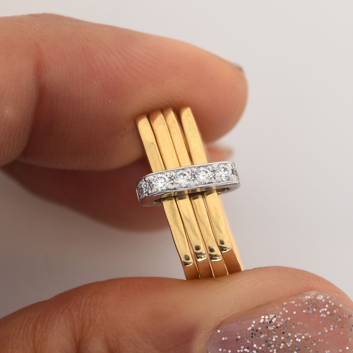 Firenze Ring - 0.175 Ct Pave Diamond Two Tone 18K Gold