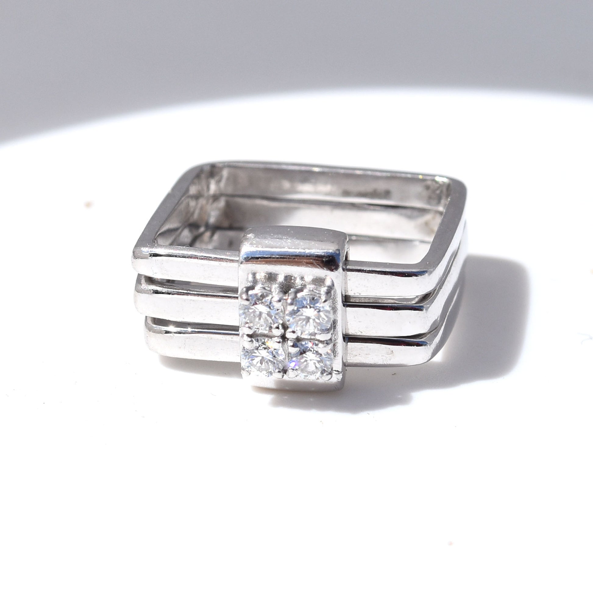 Firenze Cluster Ring 18K White Gold