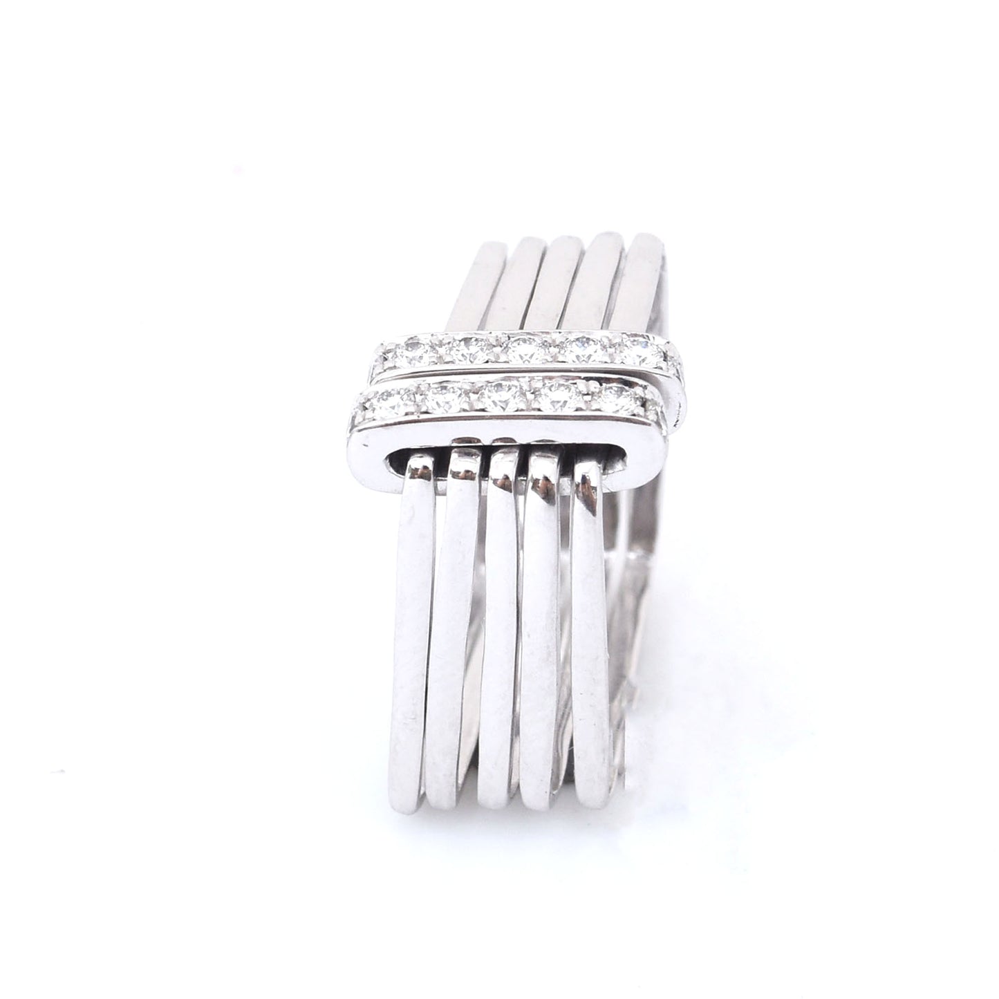 Firenze Ring Double Pave Diamond Bar 18K White Gold