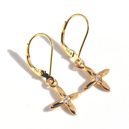 Flower Diamond  Continental Clip Earrings