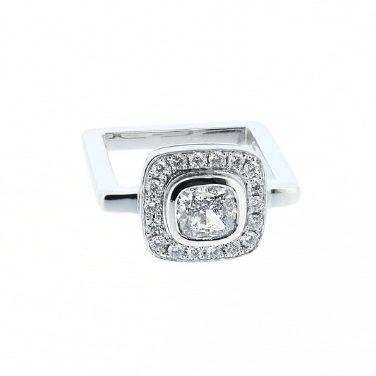 Sydney Diamond Halo Platinum Ring