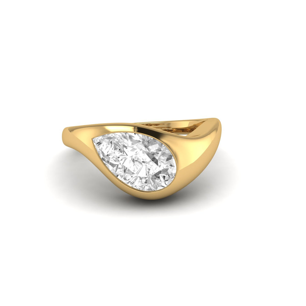 Hanna 1 Ct. Diamond Pear Shape Ring - 18K Yellow gold