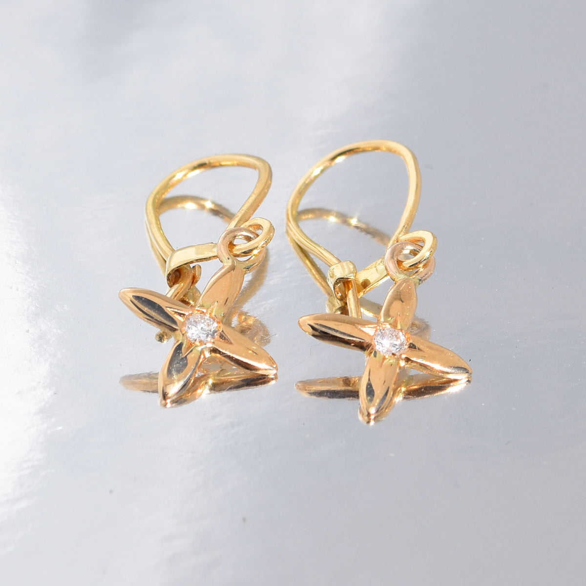 Flower Diamond  Continental Clip Earrings