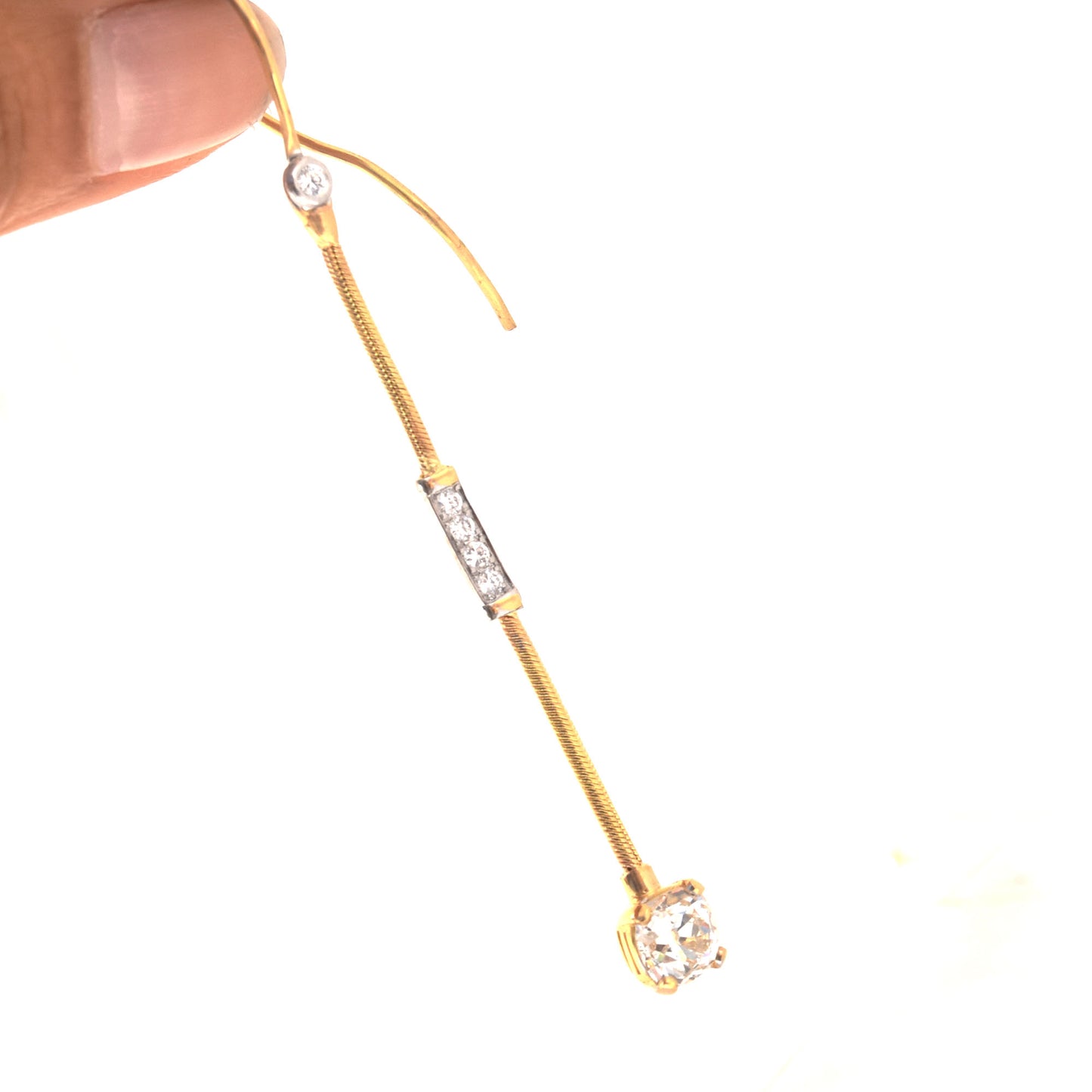 Diamond Mono Earring -Two Tone 18K Yellow Gold