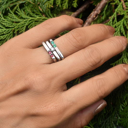 Nicoletta Ring - Multi Gem StacK 18K White Gold