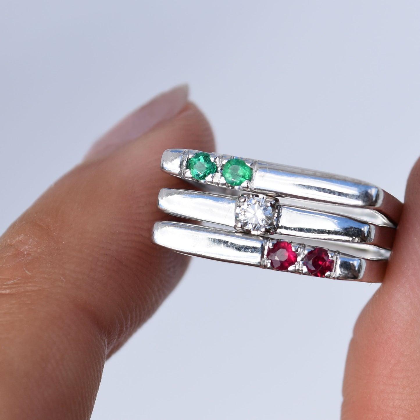 Nicoletta Ring - Multi Gem StacK 18K White Gold