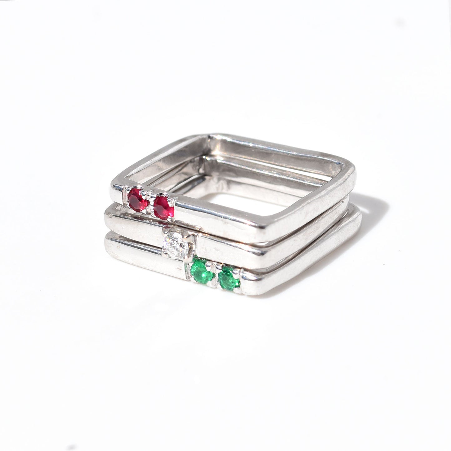 Nicoletta Ring - Multi Gem StacK 18K White Gold